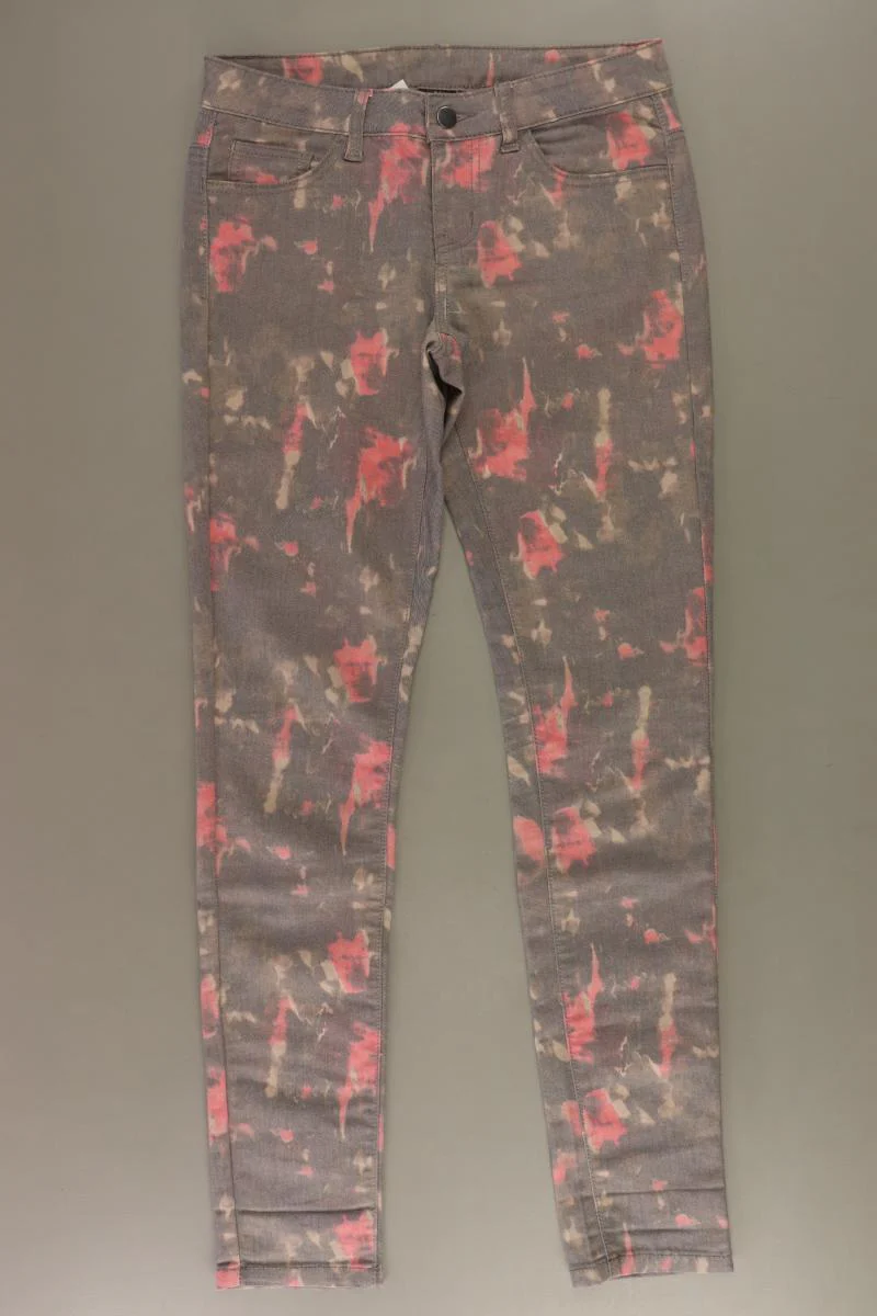 Pieces Five-Pocket-Hose Gr. XS/s mit Blumenmuster grau aus Baumwolle