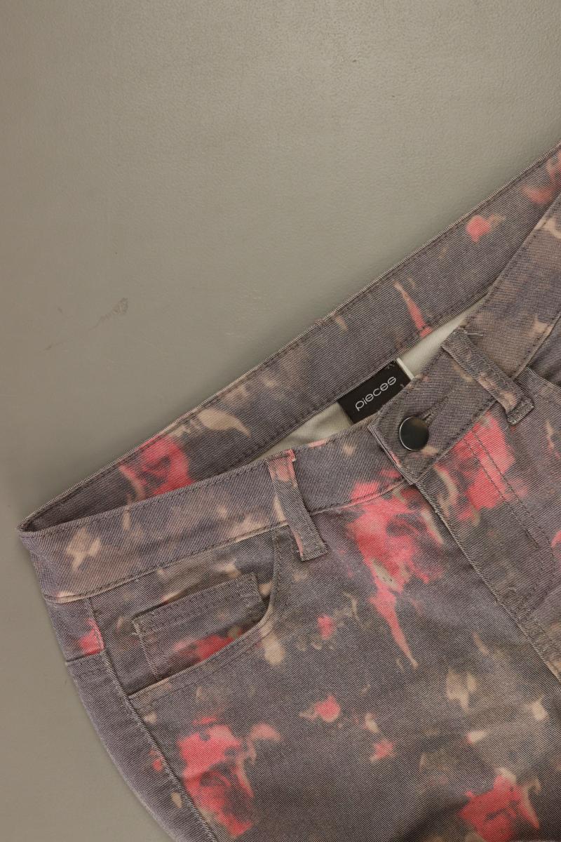 Pieces Five-Pocket-Hose Gr. XS/s mit Blumenmuster grau aus Baumwolle - Image 3