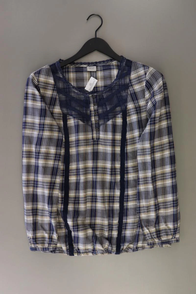 Esprit Karobluse Gr. 44 kariert Langarm blau aus Baumwolle