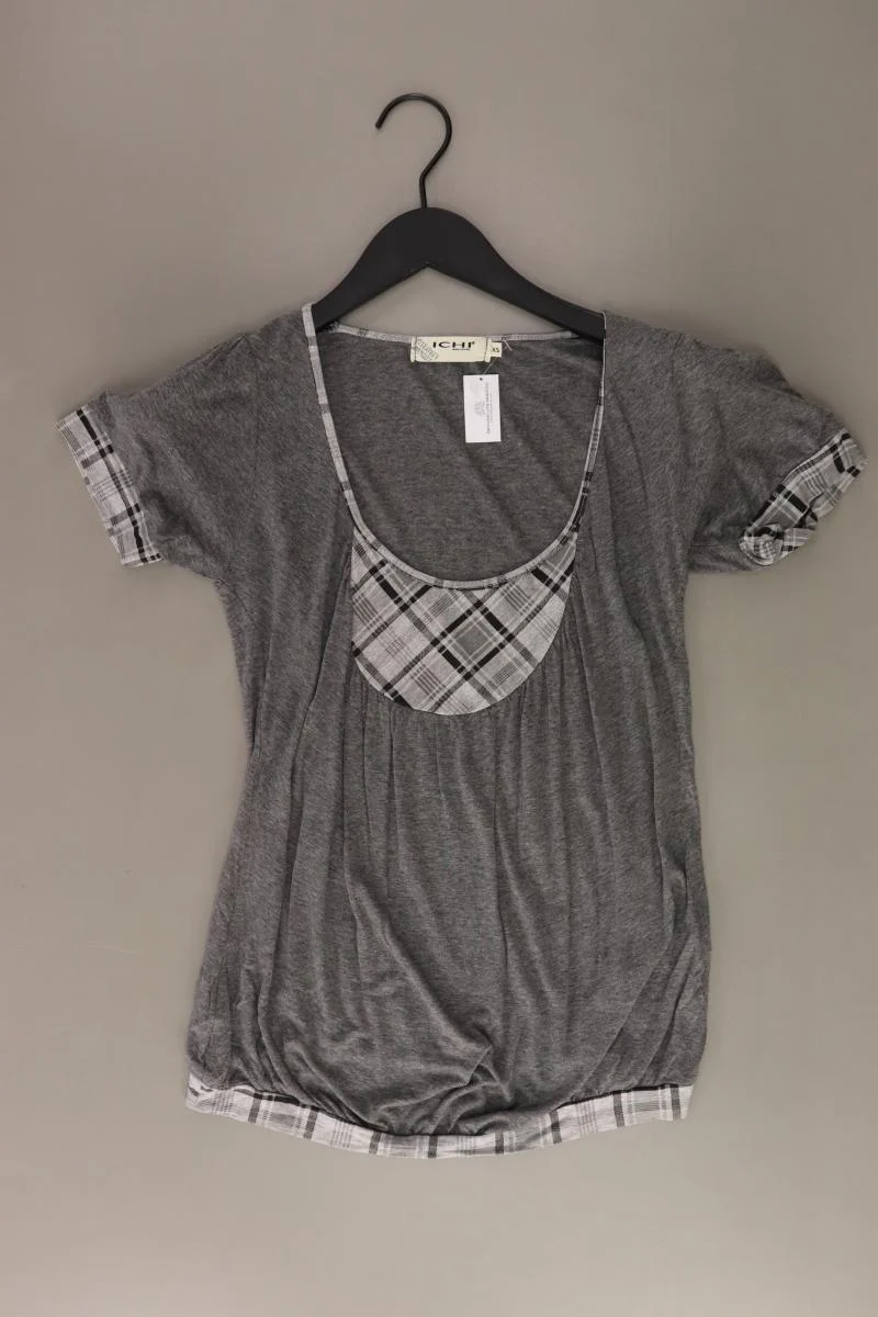 Ichi T-Shirt Gr. XS Kurzarm grau aus Viskose