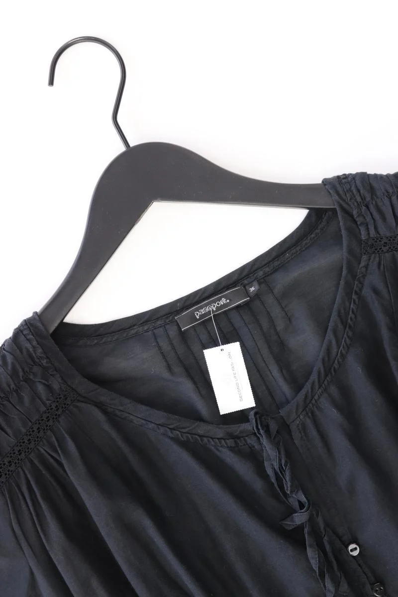 Passport Bluse mit Seide Gr. 36 Kurzarm schwarz aus Baumwolle - Image 3