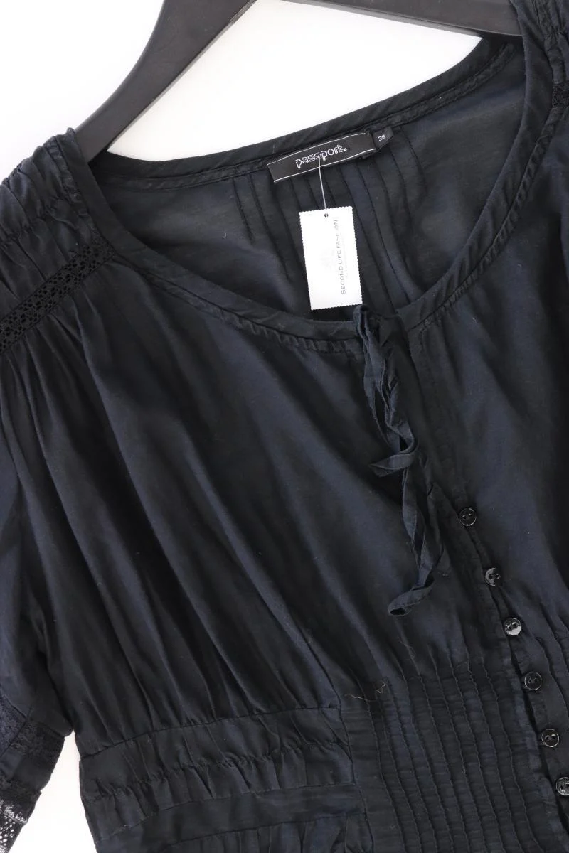 Passport Bluse mit Seide Gr. 36 Kurzarm schwarz aus Baumwolle - Image 4