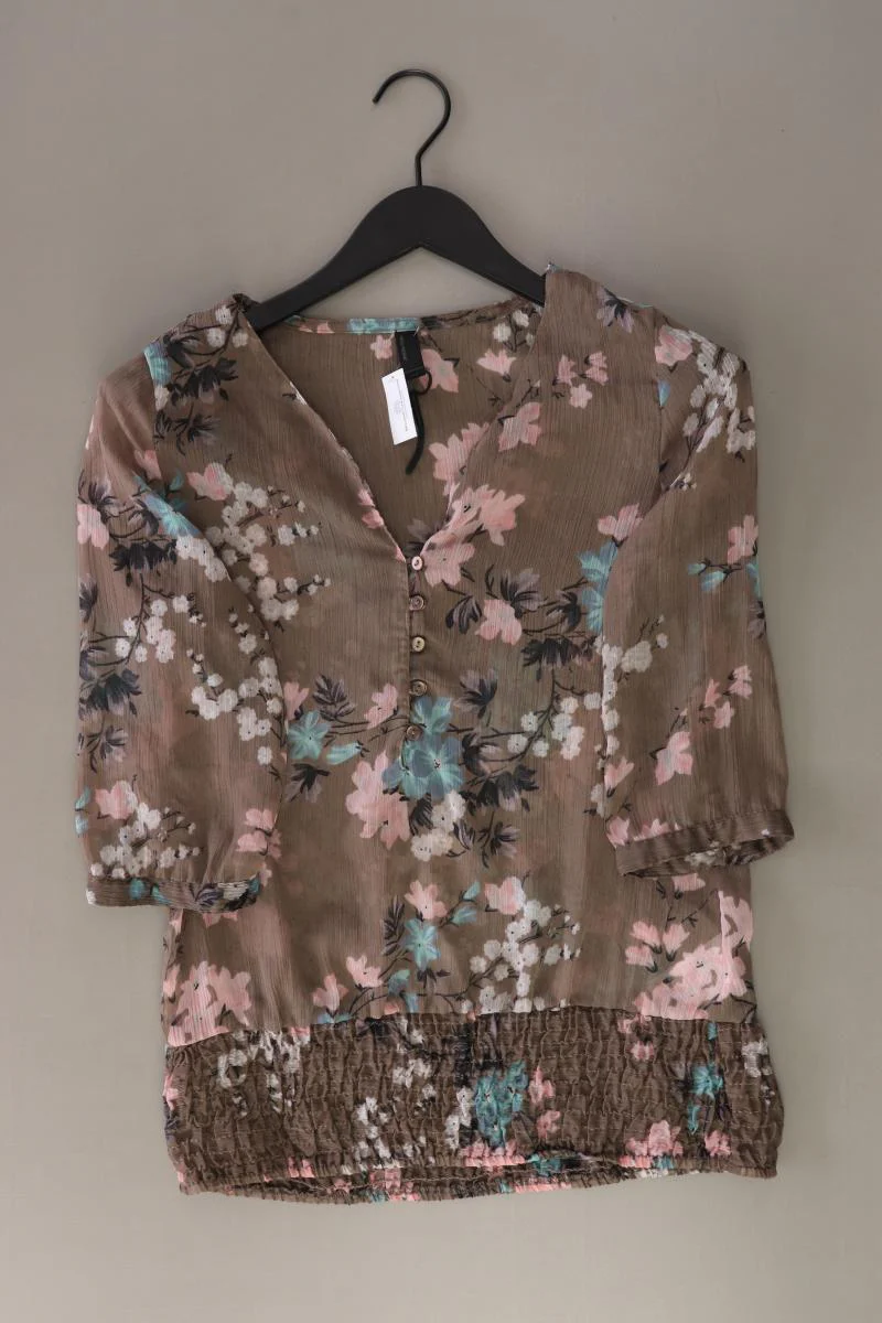 Vero Moda Bluse Gr. S mit Blumenmuster 3/4 Ärmel braun aus Polyester