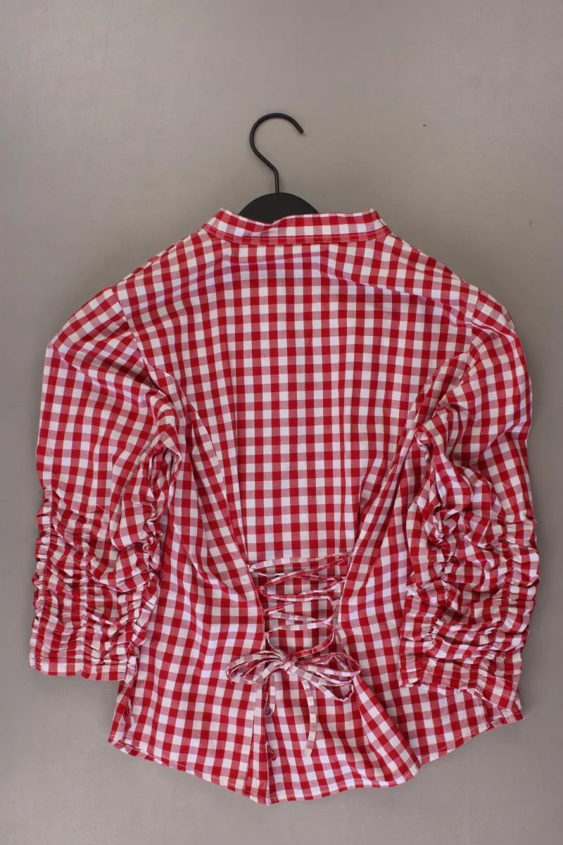 Trachtenbluse Gr. 40 kariert 3/4 Ärmel rot - Image 2
