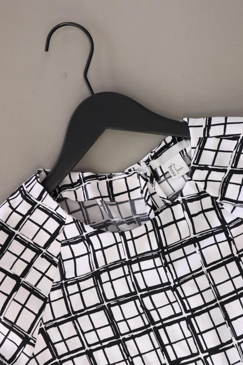 H&M Kurzarmbluse Gr. 34 geometrisches Muster neuwertig weiß aus Polyester - Image 3