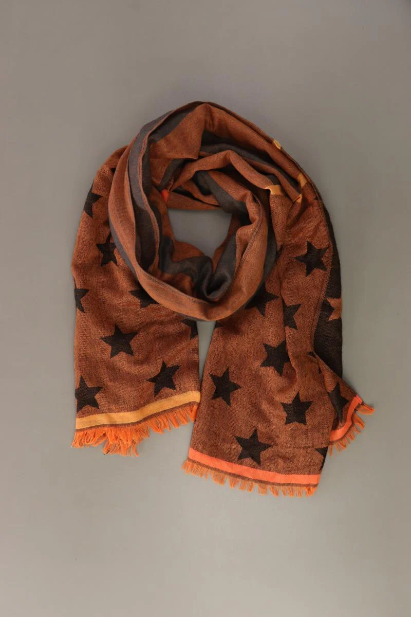 Schal mit Sternenmuster orange aus Viskose