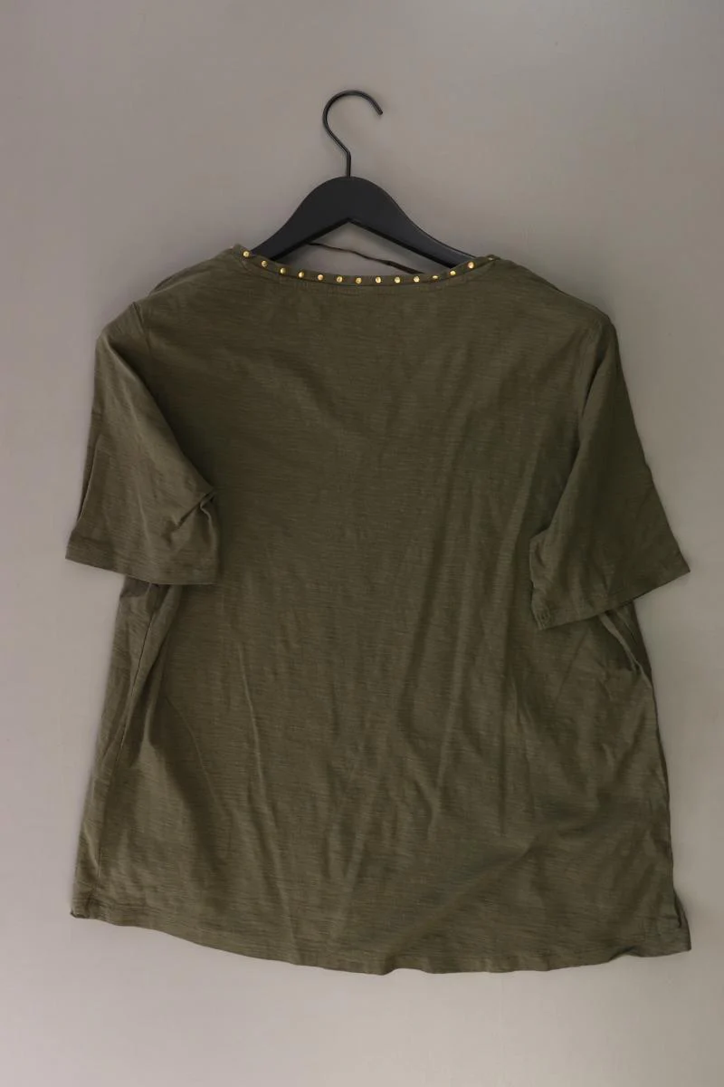 s.Oliver Shirt mit V-Ausschnitt Gr. 44 Kurzarm mit Nieten olivgrün aus Baumwolle - Image 2