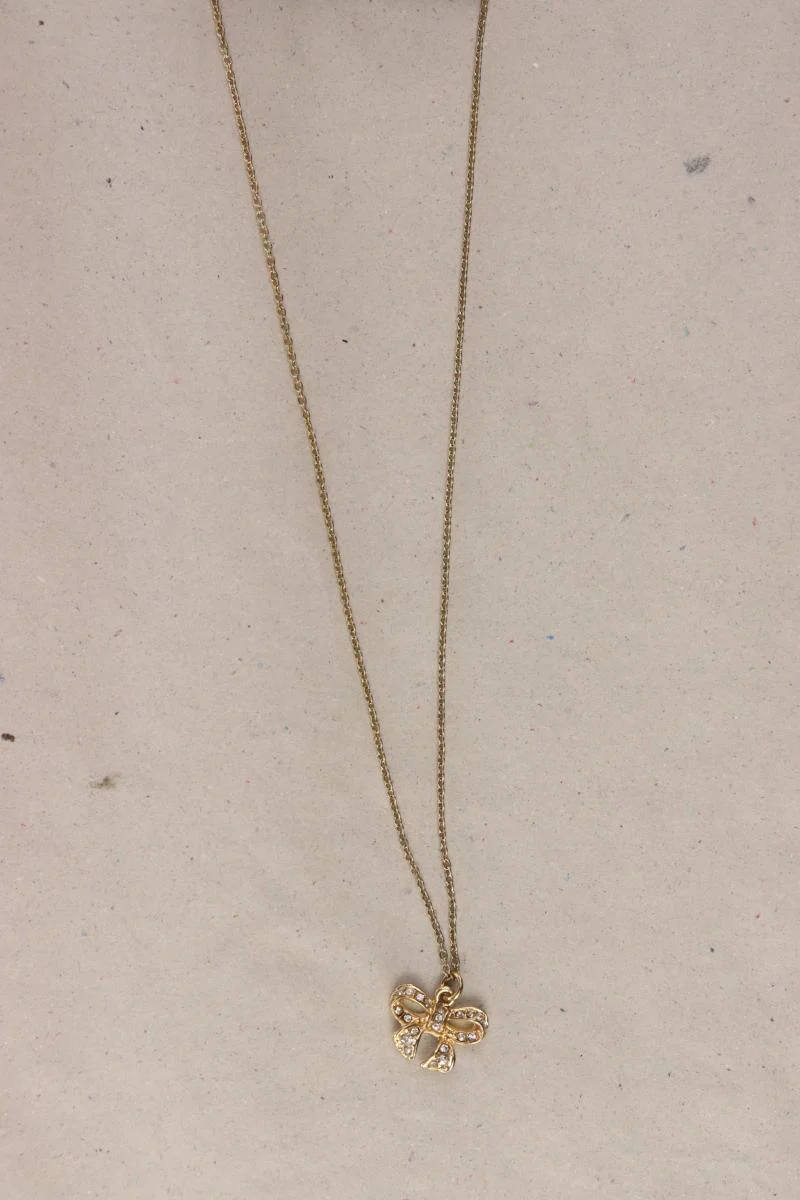 forever 21 Halskette mit Schleifenanhänger neu mit Etikett gold