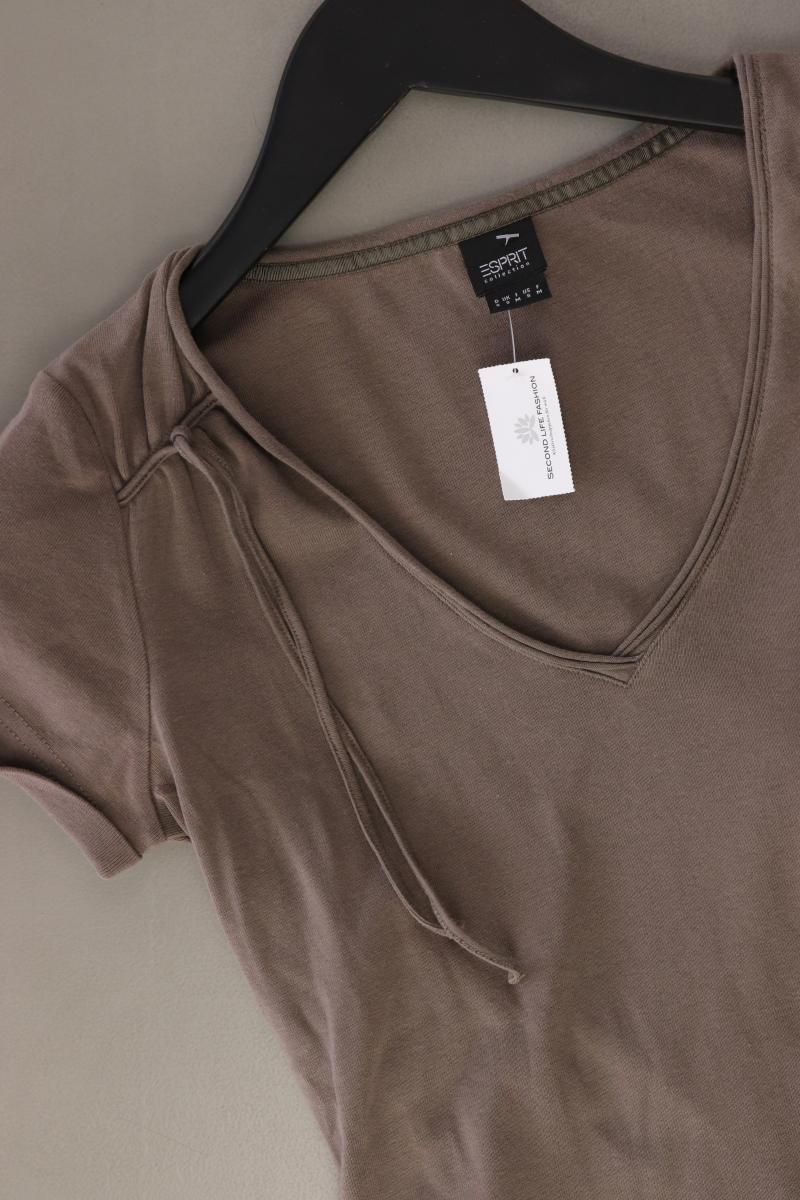 Esprit Collection Shirt mit V-Ausschnitt Gr. S Kurzarm braun aus Baumwolle - Image 4