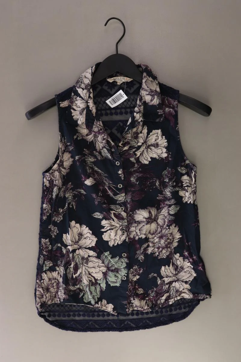 Garcia Jeans Ärmellose Bluse Gr. XS mit Blumenmuster blau