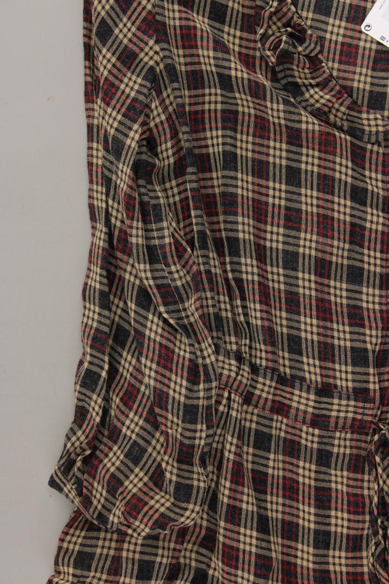 Mango Rüschenbluse Gr. XS kariert neu mit Etikett 3/4 Ärmel braun aus Viskose - Image 3