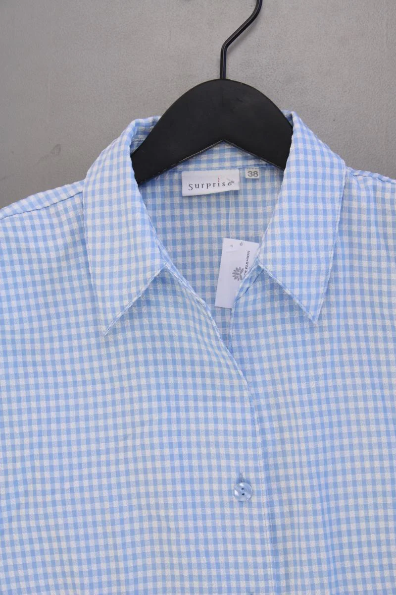 Karobluse Gr. 38 kariert Ärmellos Vintage blau - Image 2