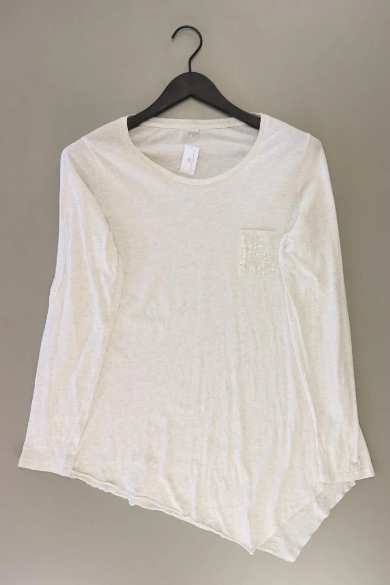 s.Oliver Longsleeve-Shirt Gr. 40 Langarm mit Pailletten creme aus Baumwolle