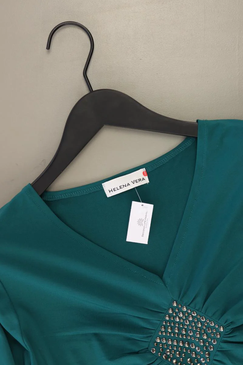 Helena Vera Shirt mit V-Ausschnitt Gr. 44 Langarm mit Nieten grün aus Polyester - Image 3