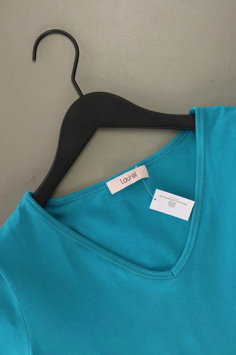 Laurèl Shirt mit V-Ausschnitt Gr. 44 Kurzarm türkis aus Baumwolle - Image 3