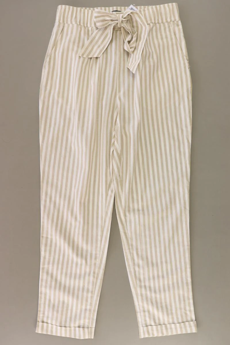 Zara Hose Gr. XS gestreift mit Gürtel creme aus Baumwolle