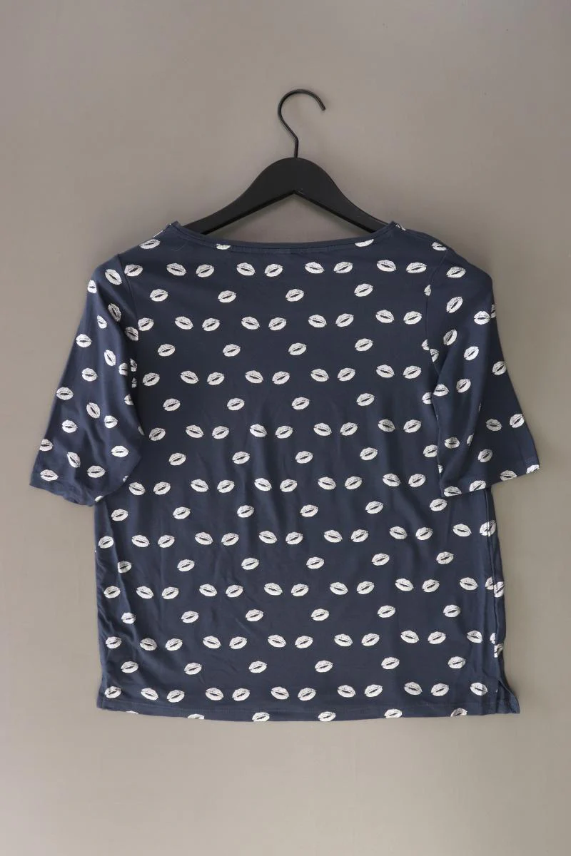 Street One Shirt mit Kussmundmuster Gr. 36 neuwertig Kurzarm blau - Image 2