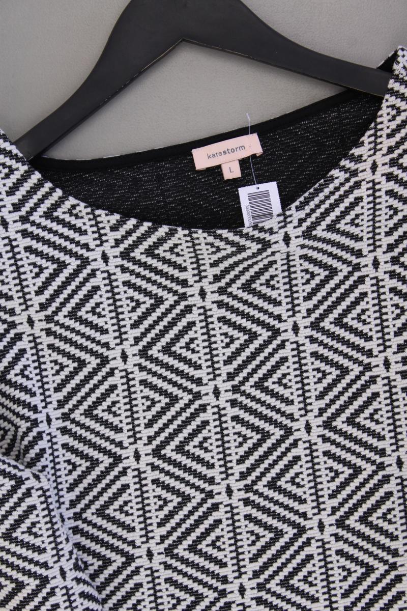 katestorm Feinstrickpullover Gr. L geometrisches Muster grau aus Baumwolle - Image 2