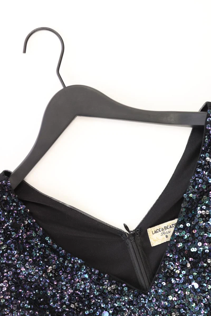 LACE&BEADS Abendkleid Gr. UK 8 (XS) Kurzarm mit Pailletten schwarz aus Polyester - Image 3
