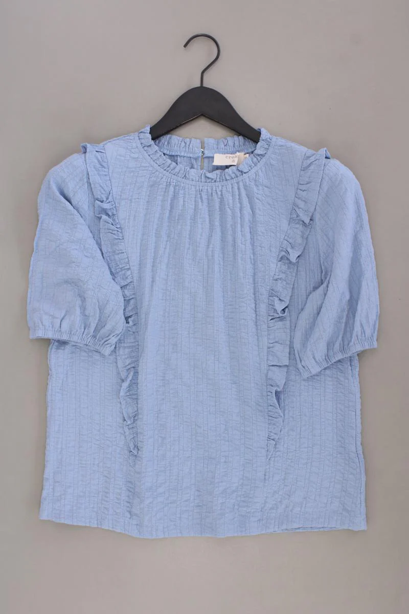 Cream Rüschenbluse Gr. 36 Kurzarm blau aus Viskose