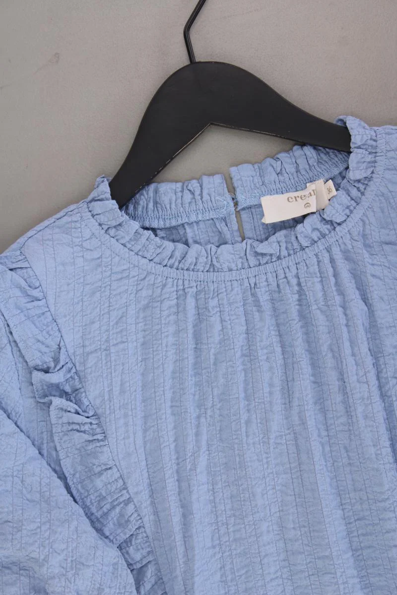 Cream Rüschenbluse Gr. 36 Kurzarm blau aus Viskose - Image 2
