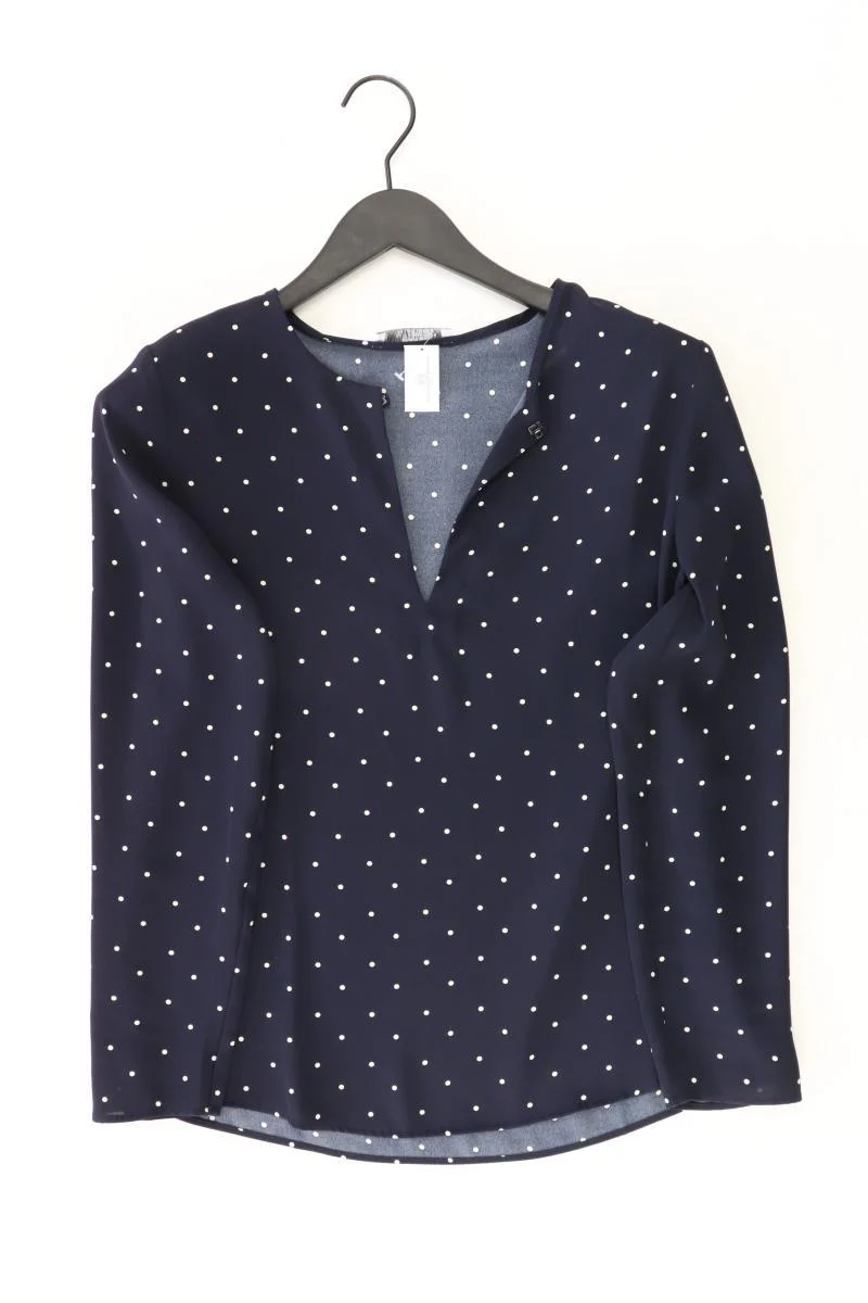 Mango Langarmbluse Gr. S gepunktet blau aus Polyester