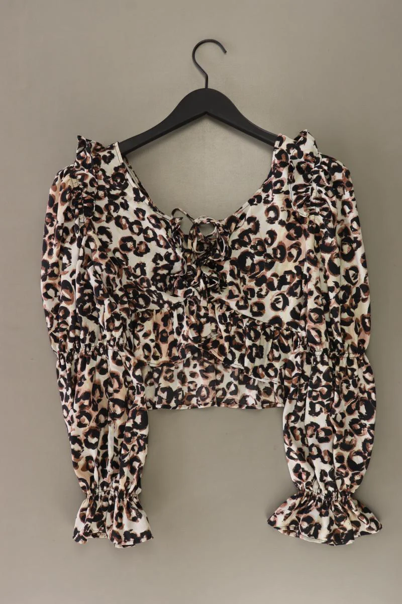 Topshop Langarmbluse Gr. 36 mit Tierdruck mit Carmen-Ausschnitt braun - Image 2