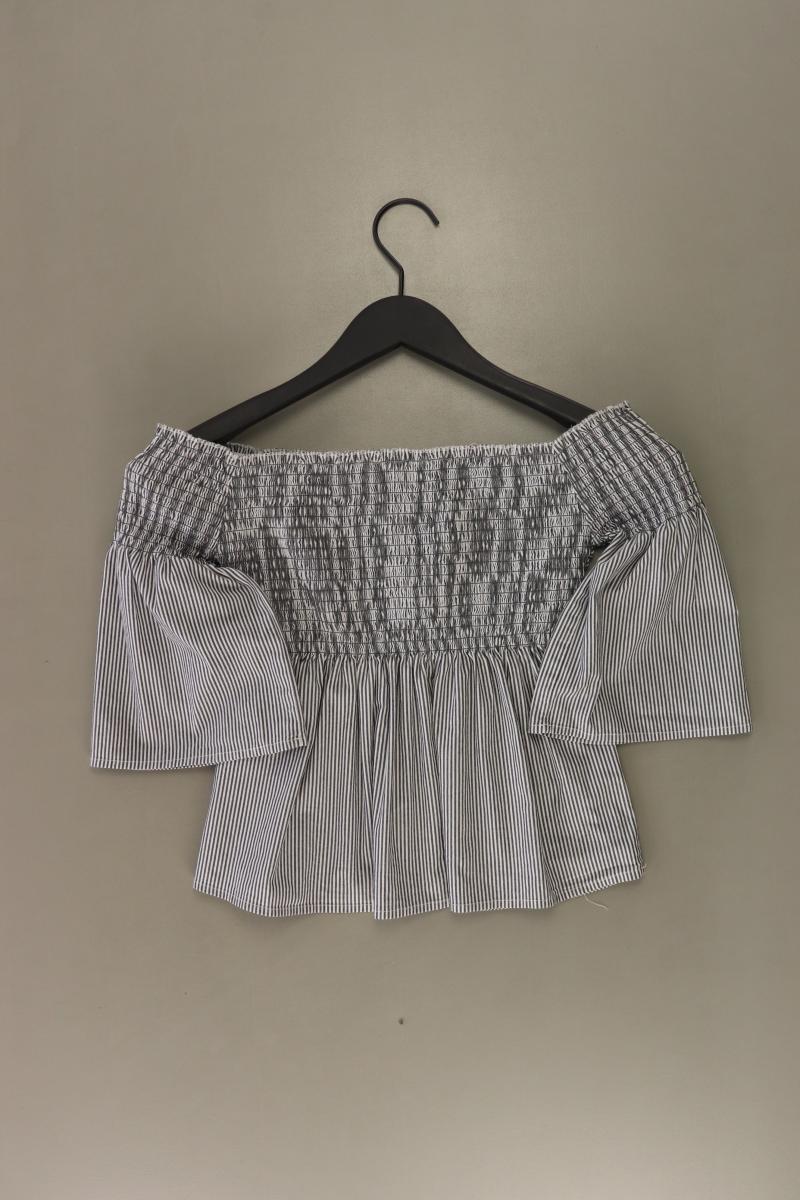 Hollister Kurzarmbluse Gr. XS gestreift mit Carmen-Ausschnitt grau aus Baumwolle - Image 2