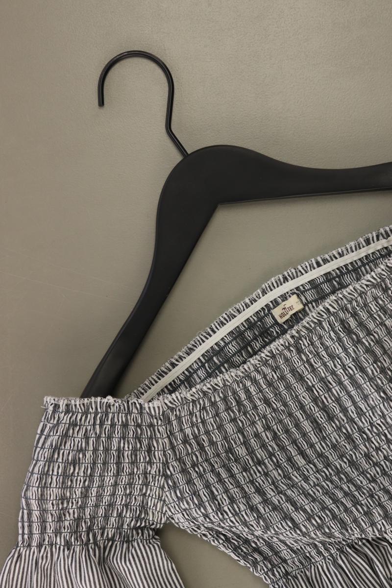 Hollister Kurzarmbluse Gr. XS gestreift mit Carmen-Ausschnitt grau aus Baumwolle - Image 3
