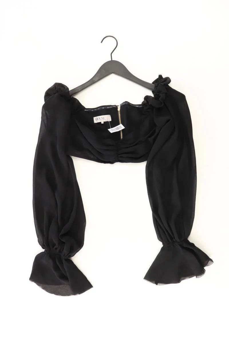 HOUSE OF LONDON Chiffonbluse Gr. M Langarm mit Carmen-Ausschnitt schwarz