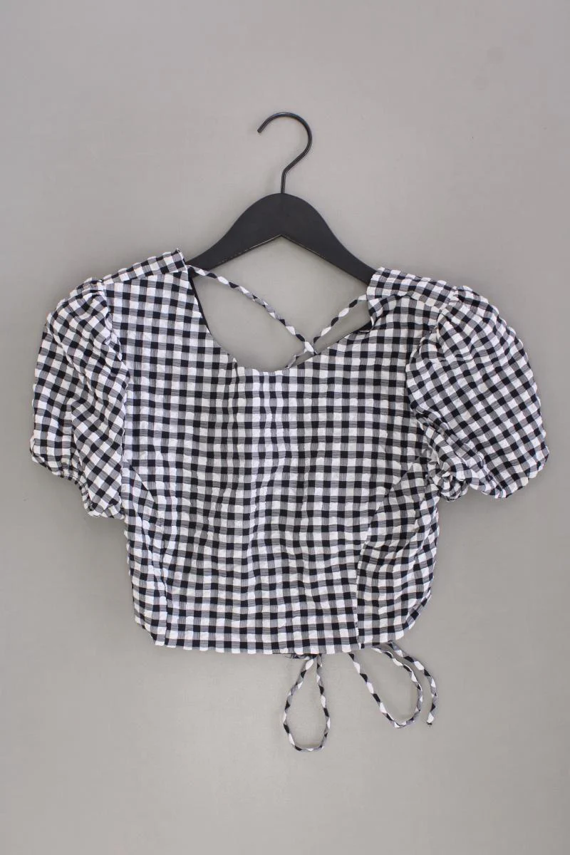 Bershka Karobluse Gr. L kariert Kurzarm schwarz aus Polyamid
