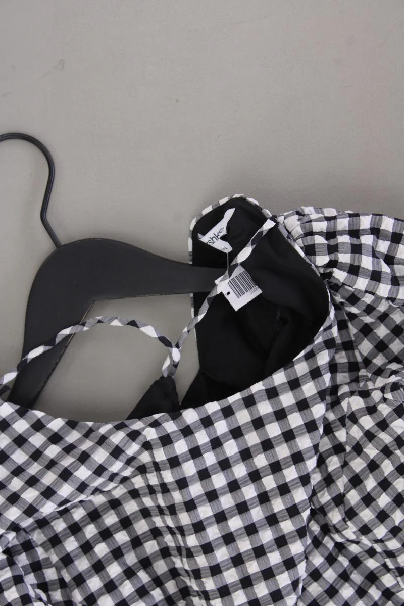 Bershka Karobluse Gr. L kariert Kurzarm schwarz aus Polyamid - Image 2