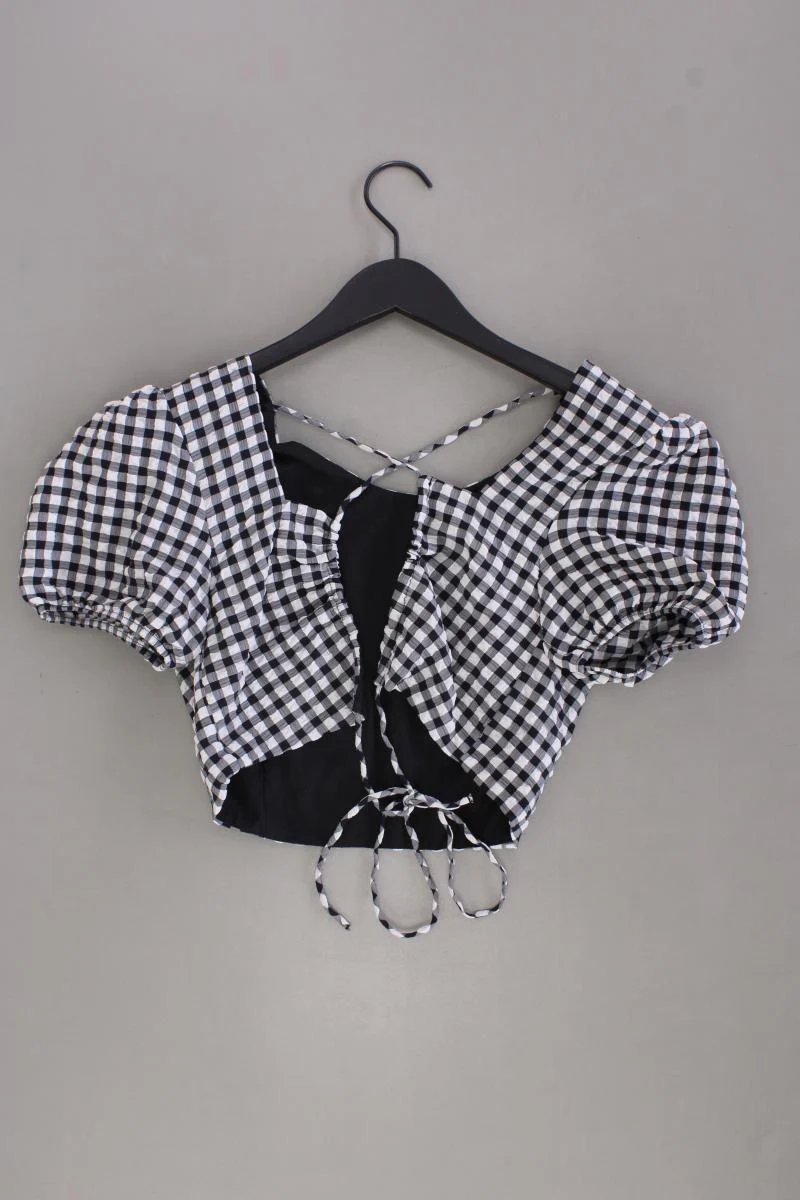 Bershka Karobluse Gr. L kariert Kurzarm schwarz aus Polyamid - Image 3