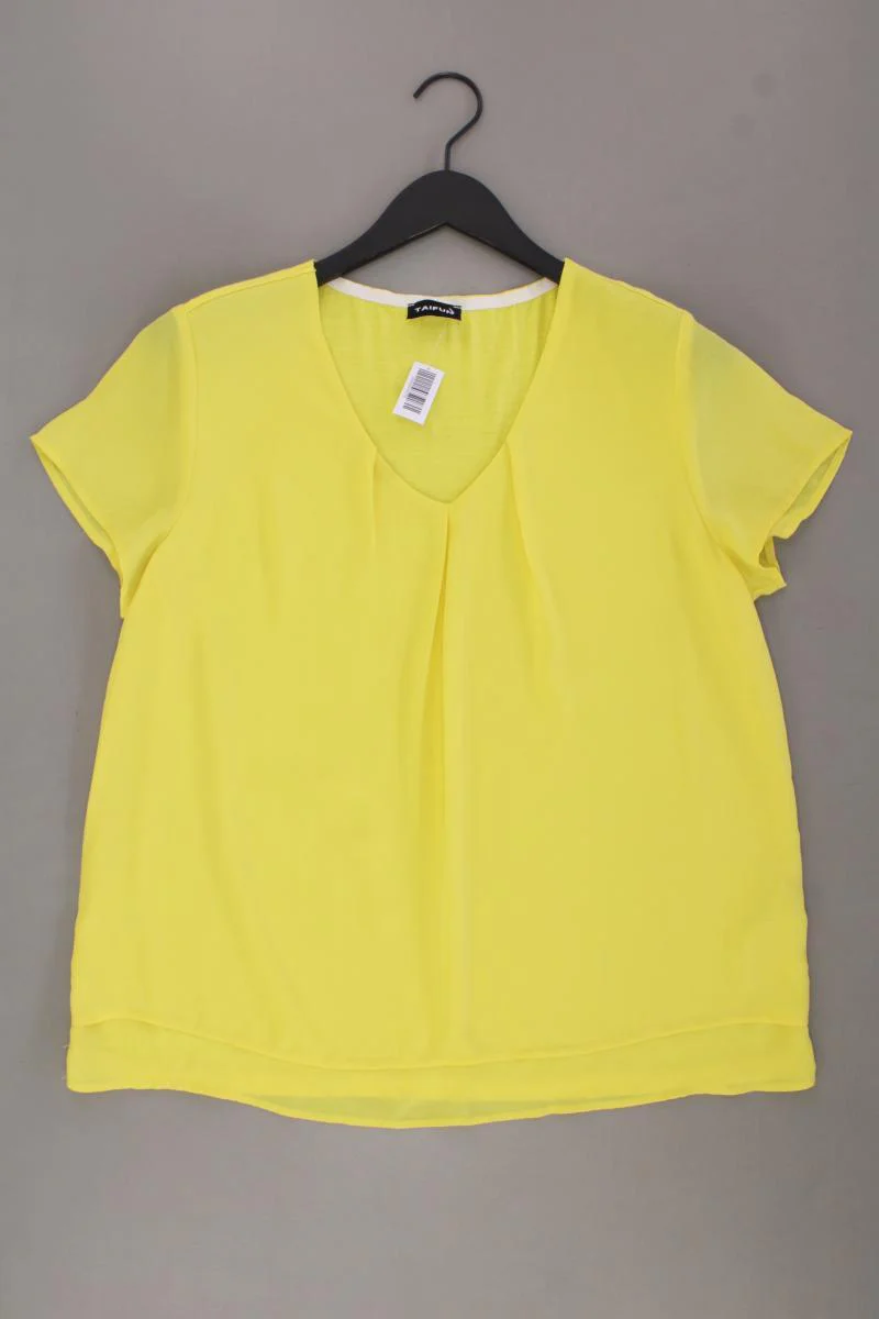 Taifun Chiffonbluse Gr. L neuwertig Kurzarm gelb aus Polyester