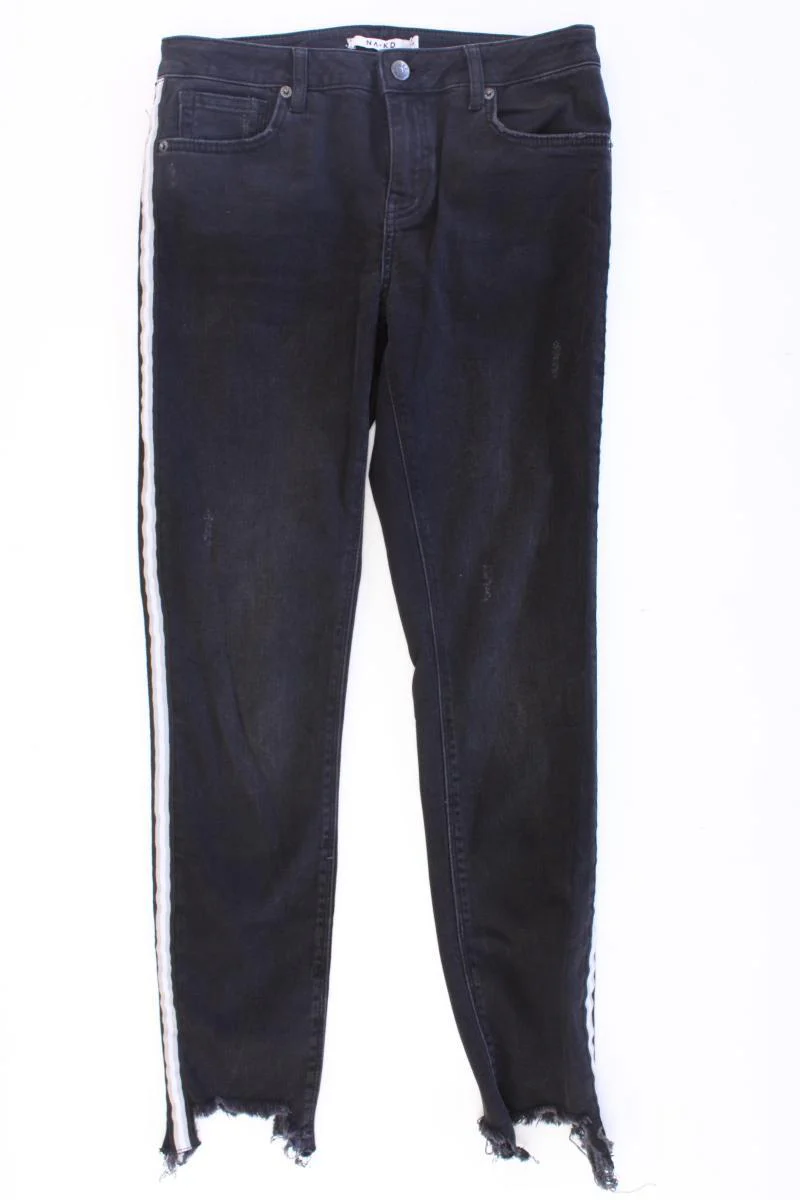 NA-KD High Rise Skinny Side Details Jeans Gr. 36 grau aus Baumwolle