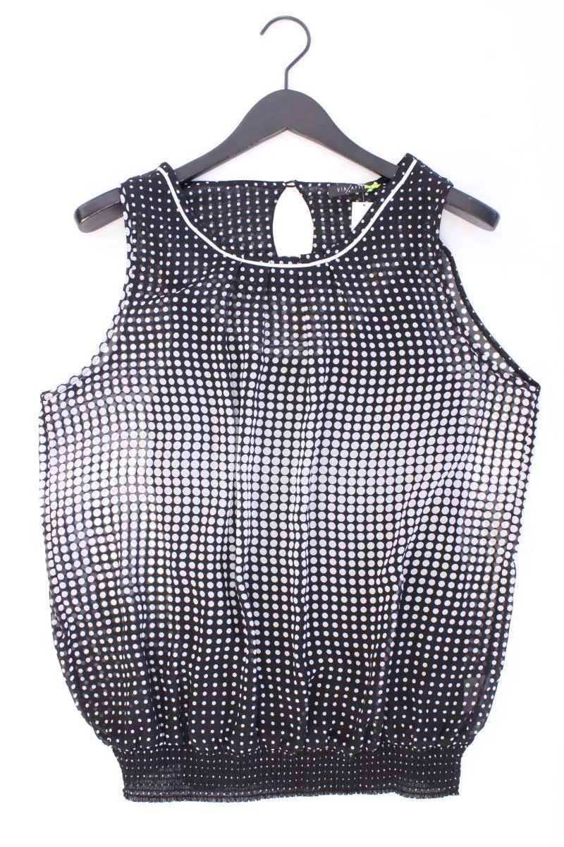 Via Appia Ärmellose Bluse Gr. 42 gepunktet neuwertig schwarz aus Polyester