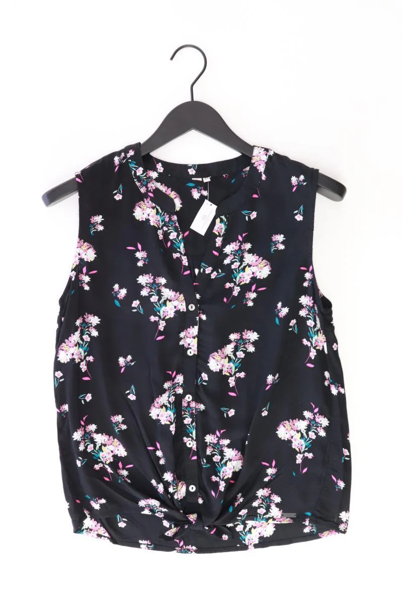 QS by s.Oliver Ärmellose Bluse Gr. 34 mit Blumenmuster schwarz