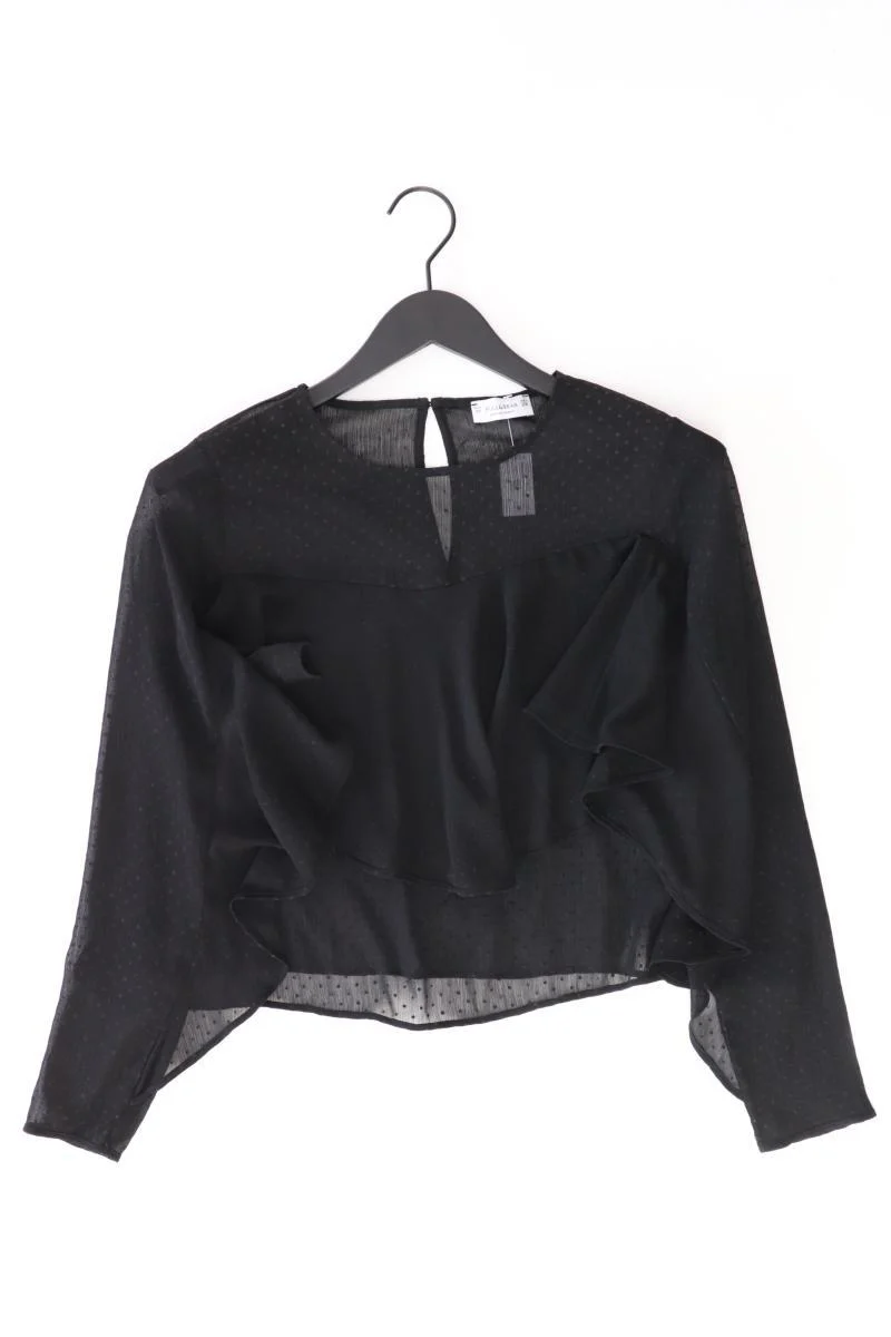 Pull&Bear Chiffonbluse Gr. M Langarm schwarz aus Polyester