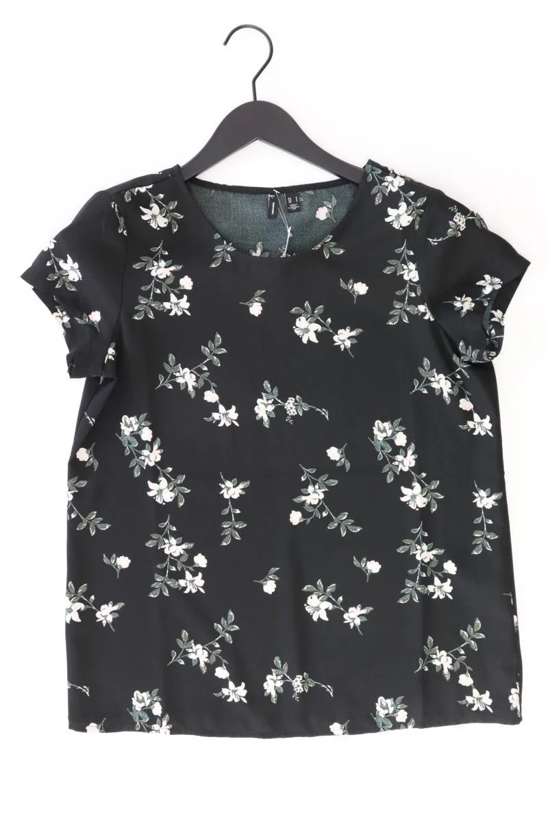 Vero Moda Kurzarmbluse Gr. S mit Blumenmuster schwarz aus Polyester