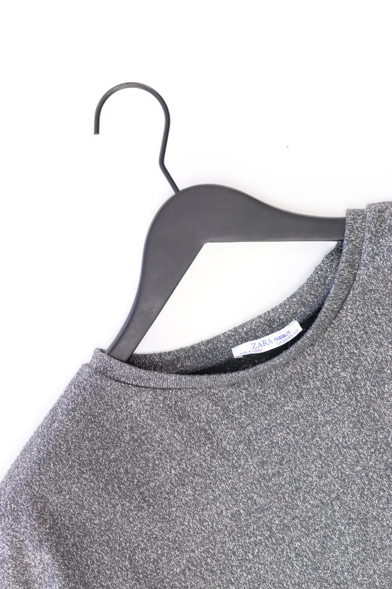 Zara Cropped Shirt Gr. M Kurzarm mit Glitzer silber aus Polyester - Image 3
