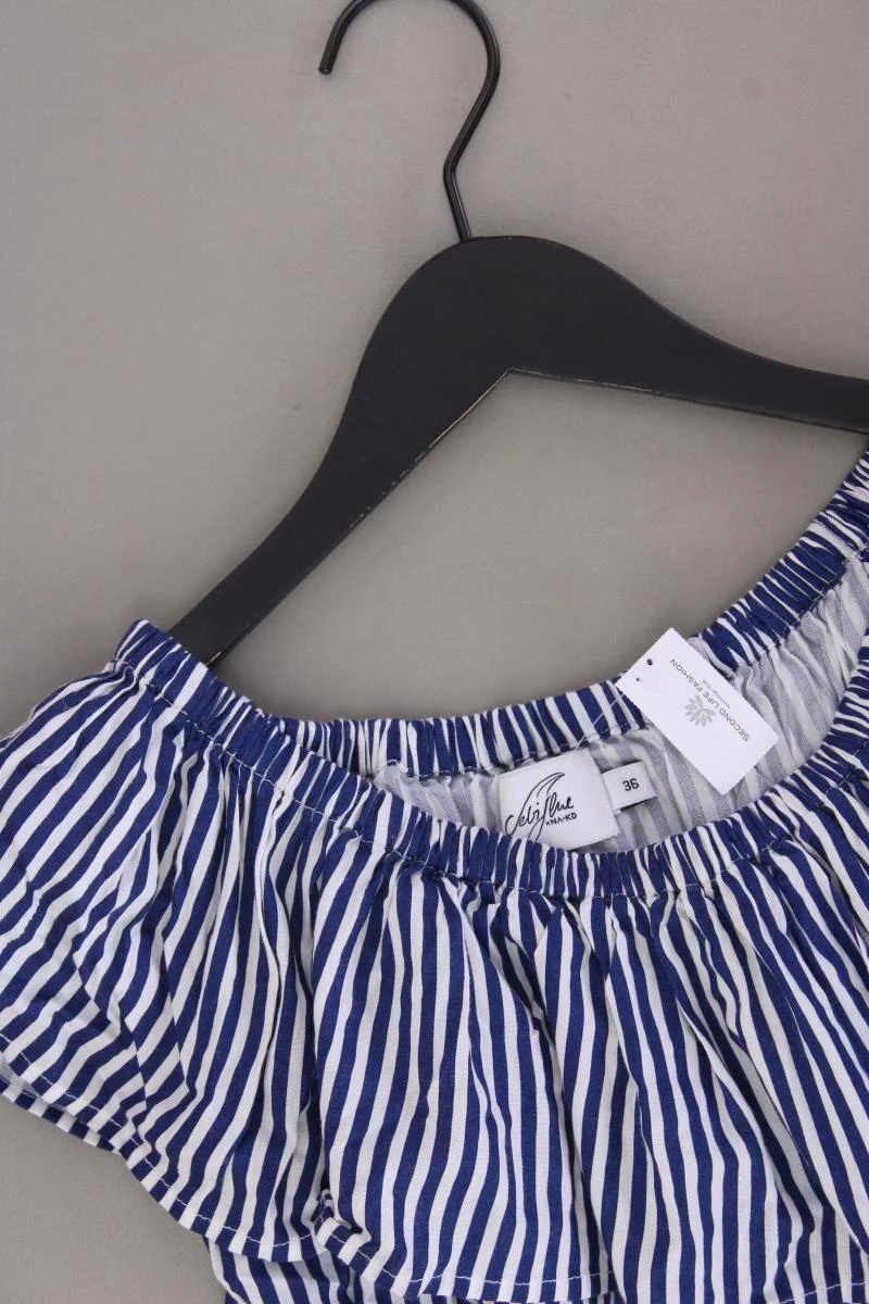 NA-KD x Debiflue Crop Bluse Gr. 36 gestreift Kurzarm mit Carmen-Ausschnitt blau - Image 2