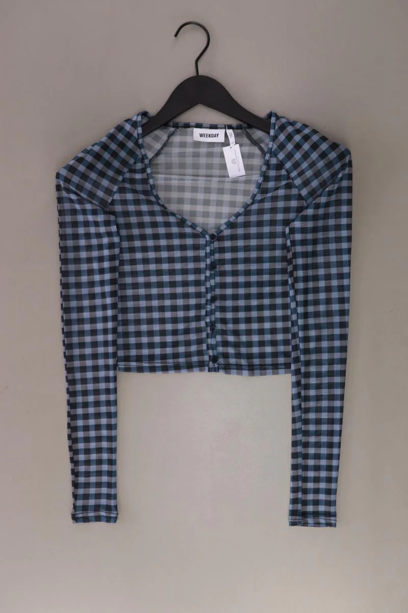 Weekday Karobluse Gr. XS kariert Langarm blau aus Polyester