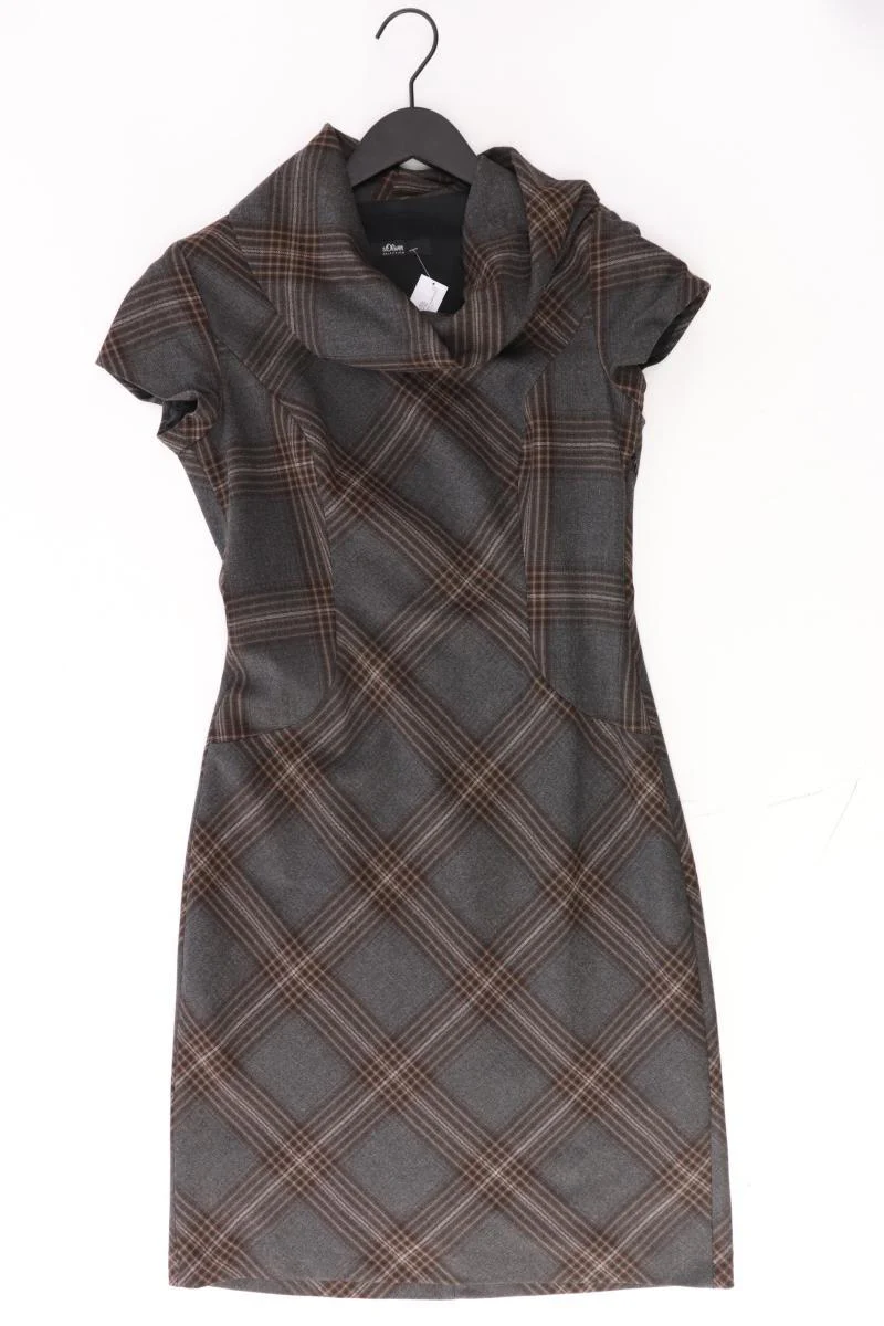 s.Oliver Selection Bleistiftkleid Gr. 36 kariert Kurzarm grau aus Polyester