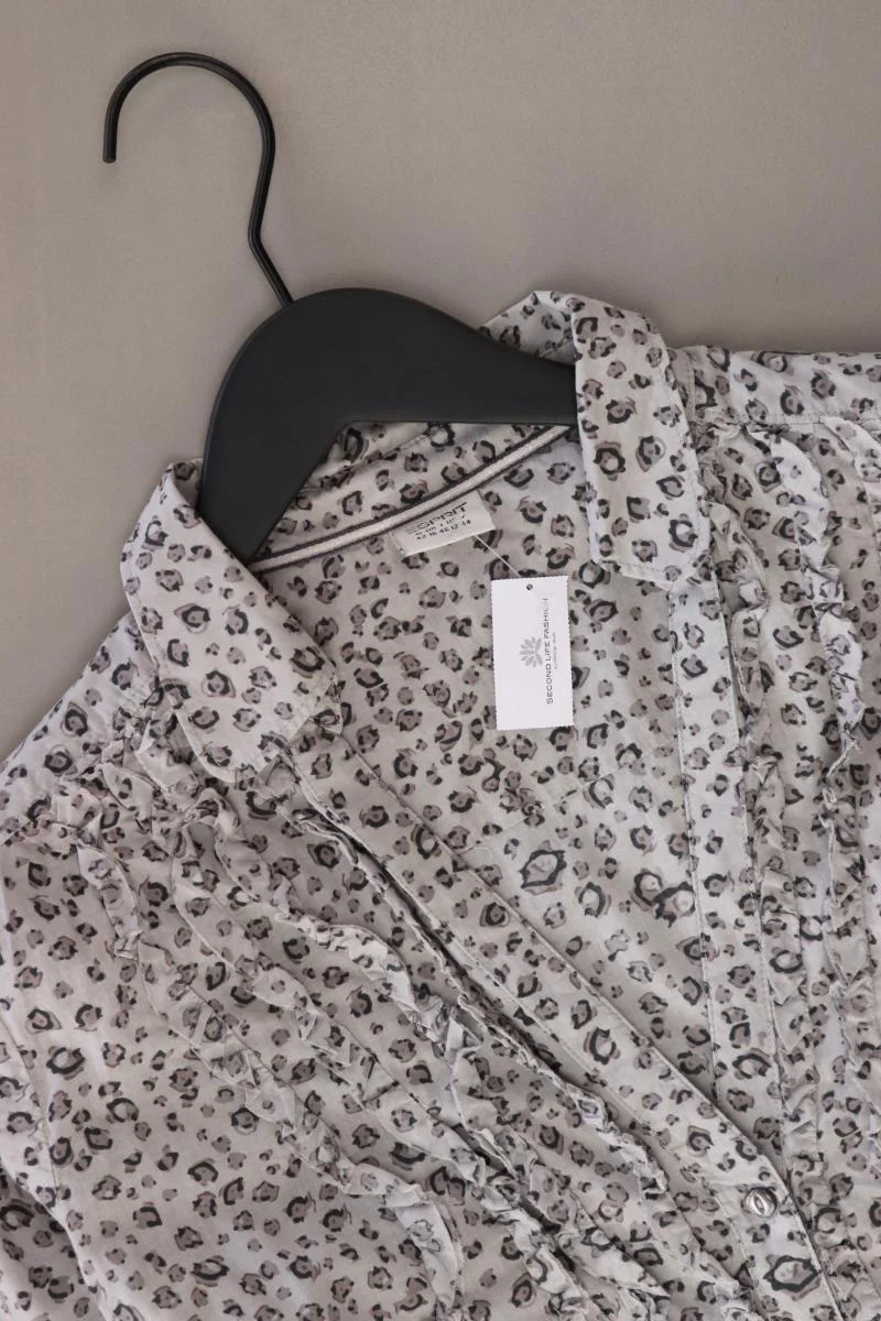 Esprit Rüschenbluse Gr. 42 Langarm grau aus Baumwolle - Image 3