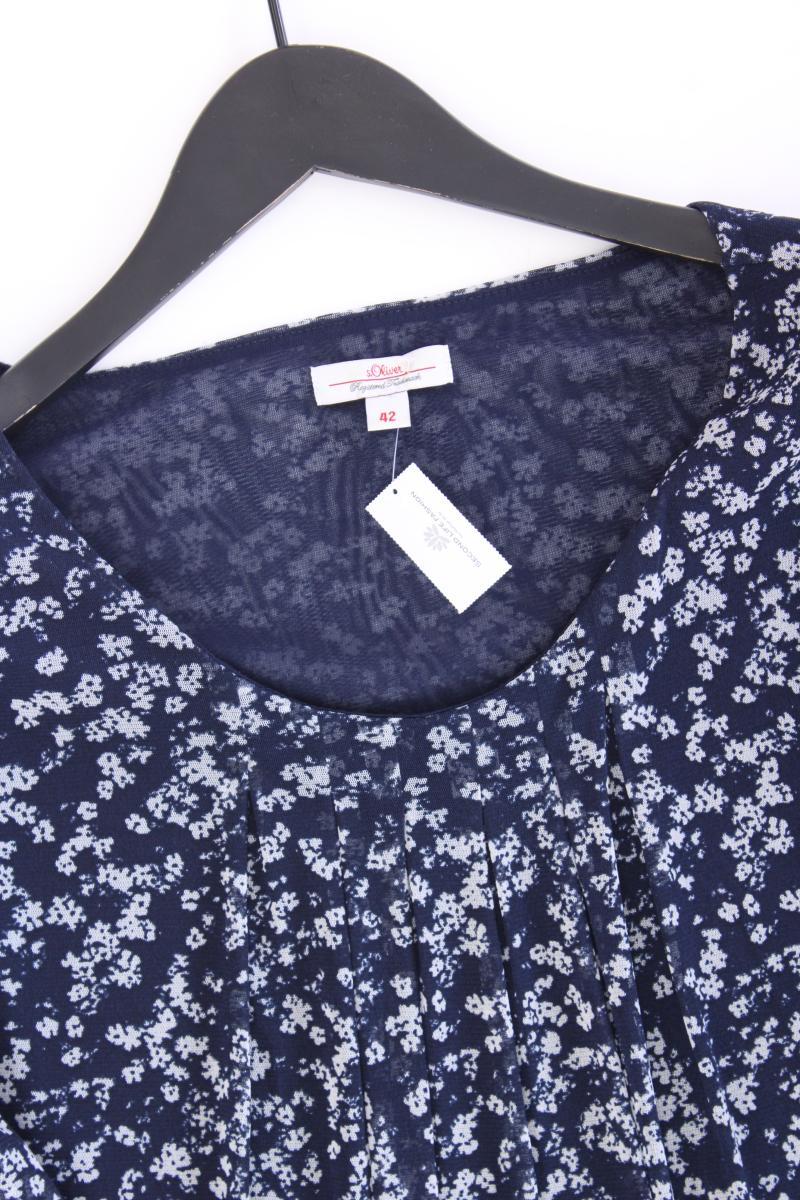 s.Oliver Classic Bluse Gr. 42 mit Blumenmuster 3/4 Ärmel blau - Image 2