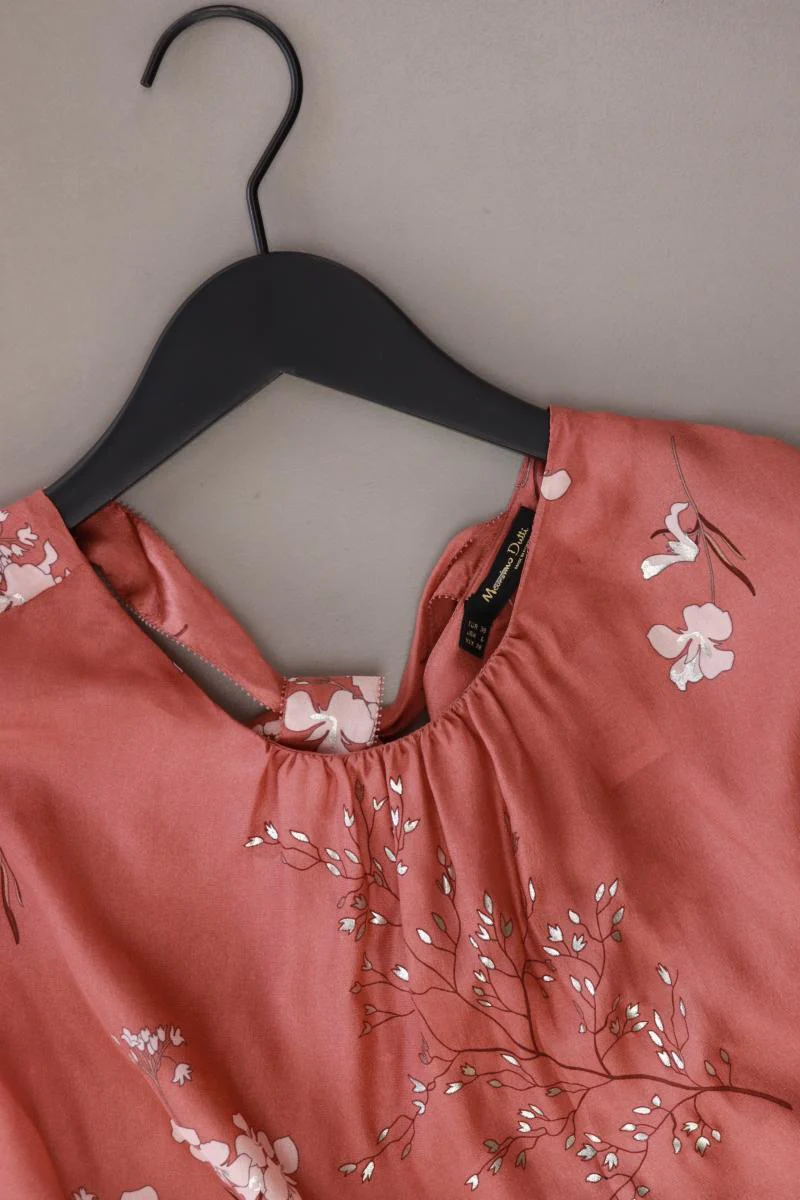 Massimo Dutti Schluppenbluse Gr. 38 mit Blumenmuster Kurzarm rosa aus Seide - Image 3