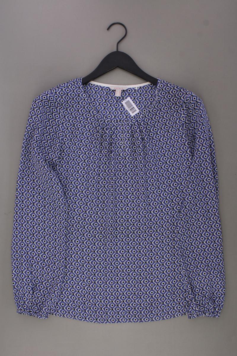 Esprit Langarmbluse Gr. 36 geometrisches Muster neuwertig blau aus Polyester