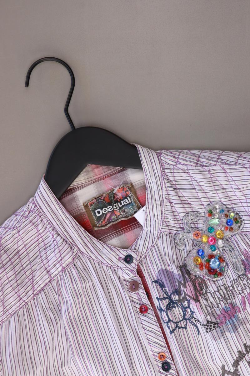 Desigual Langarmbluse Gr. M gestreift mit Pailletten weiß aus Baumwolle - Image 3