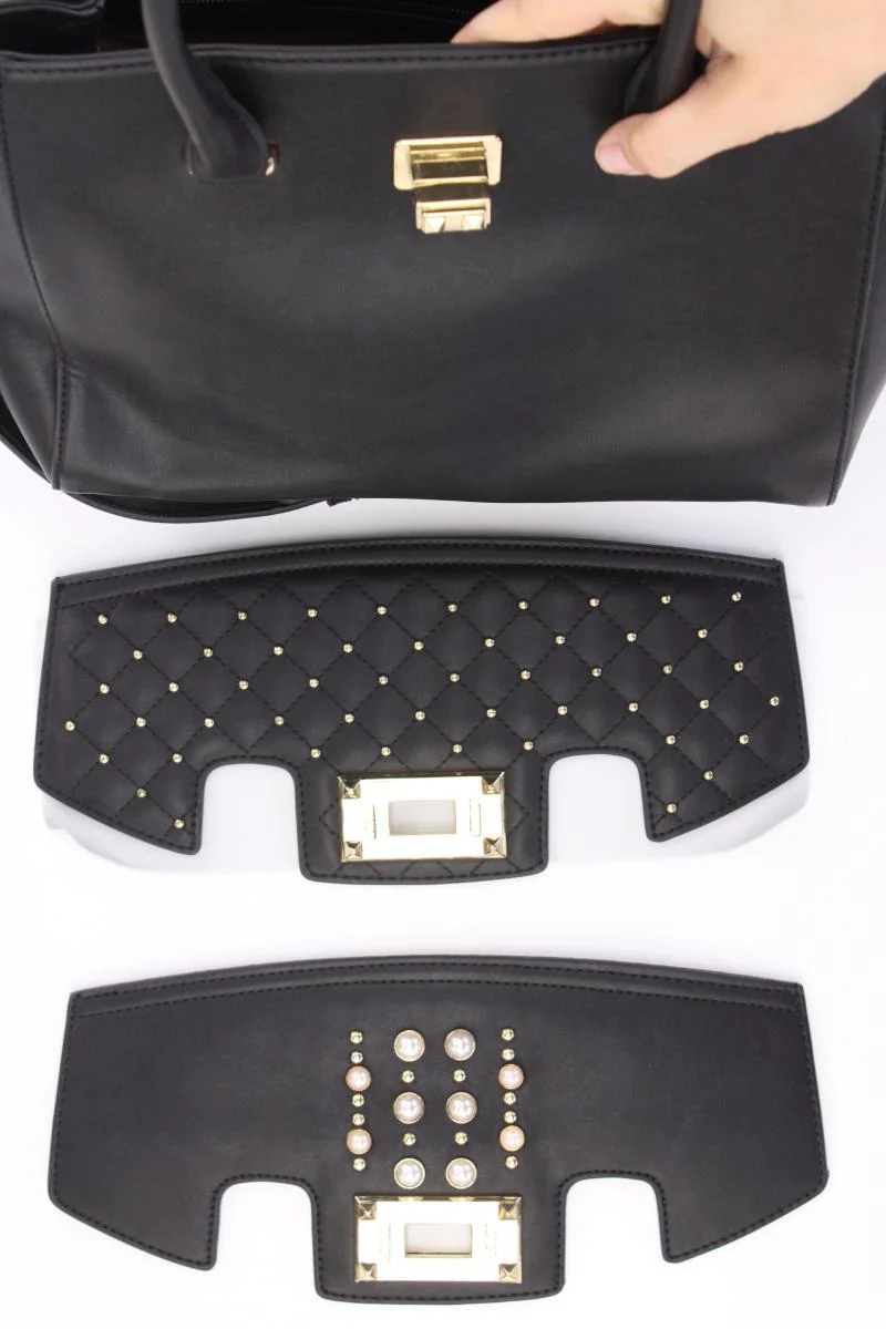 L. Credi Tasche mit wechselnbaren Deckeln neuwertig schwarz aus Kunstleder - Image 5