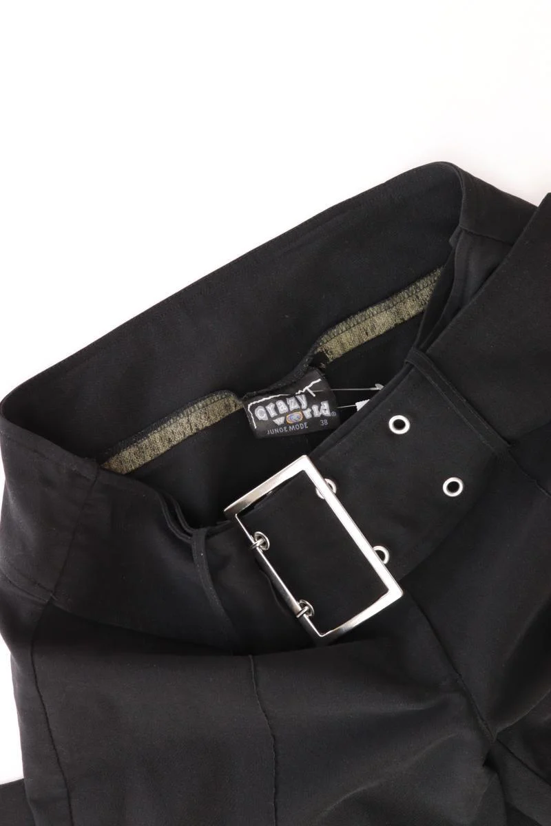 Hose Gr. 38 mit Gürtel Vintage schwarz aus Polyester - Image 3
